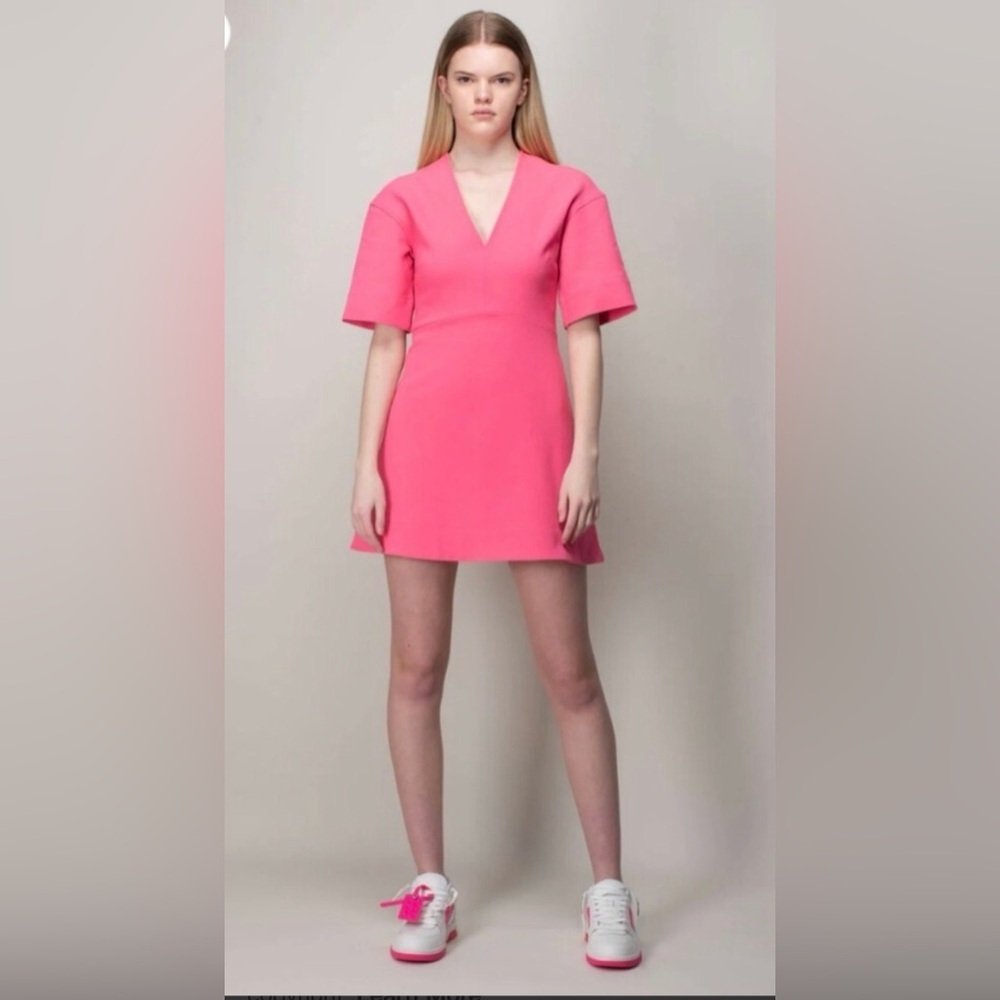 Ganni Stretch Suiting A-Line Minidress in shocking pink size 2 / 34